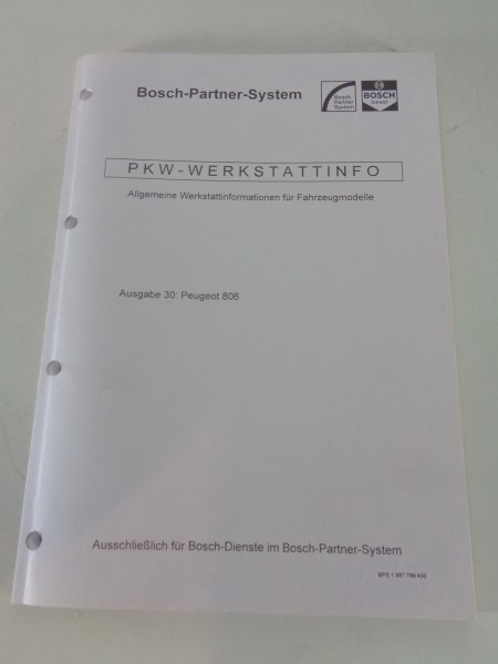 Werkstatthandbuch von Bosch für Peugeot 806 Stand 08/1996