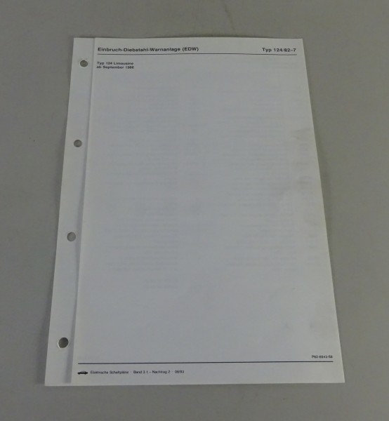 Schaltplan Mercedes-Benz W124 Einbruch-Diebstahl-Warnanlage Stand 08/1993