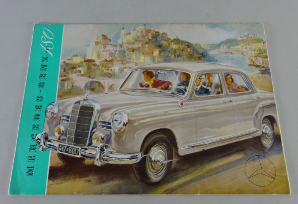 Faltprospekt / Poster Mercedes 180 Ponton W120 Stand 02/1954 original
