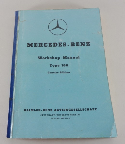 Workshop Manual Mercedes Benz 190 Ponton W121 von 12/1959