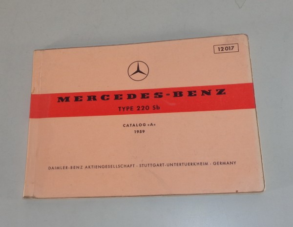 Bildkatalog Teilekatalog Mercedes Benz Heckflosse W111 220 Sb Stand 1959