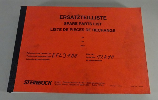 Ersatzteilkatalog Steinbock Gabelstapler EFLJ 1BA Stand 04/1980