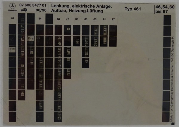Microfich Werkstatthandbuch Mercedes G-Klasse W461 Lenkung, elektr. Anlage 1990