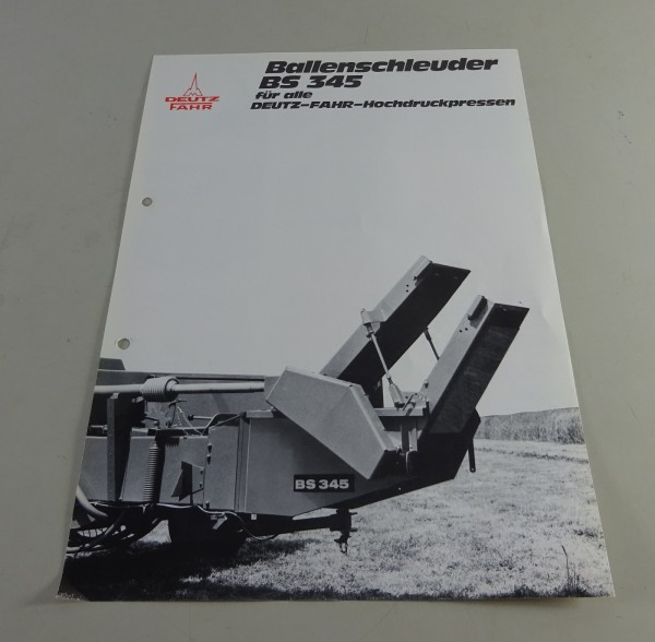 Prospekt / Prospektblatt Deutz-Fahr Ballenschleuder BS 345 Stand 07/1979