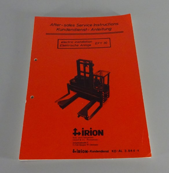 Werkstatthandbuch Irion EFY 30 Elektrische Anlage Stand 03/1984