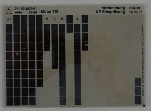 Microfich Teilekatalog Mercedes Motor M119 Verbrennung / KE-Einspritzung 04/1989