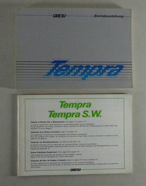 Betriebsanleitung / Handbuch Fiat Tempra + Tempra SW Stand 09/1991