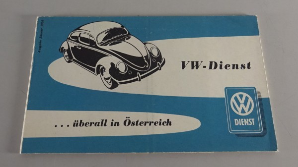 Service-Stellen-Verzeichnis VW Käfer & T1 Bus für Österreich mit Karte '01/1956