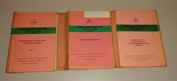 Bordmappe mit Teilekatalog und Betriebsanleitung Mercedes LA 315 7t Stand 1954