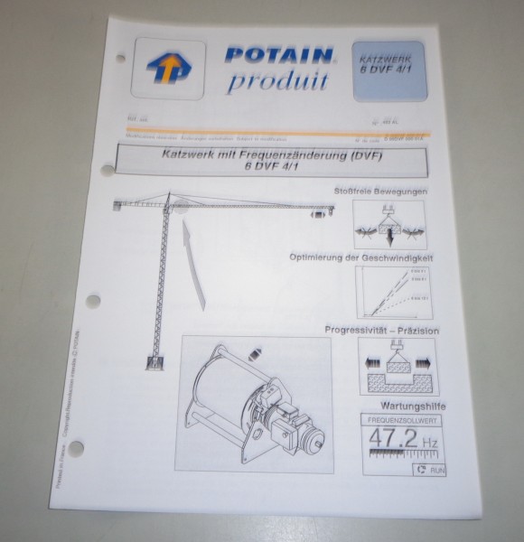 Produkt Datenblatt Potain Katzwerk mit Frequenzänderung 6 DVF 4/1