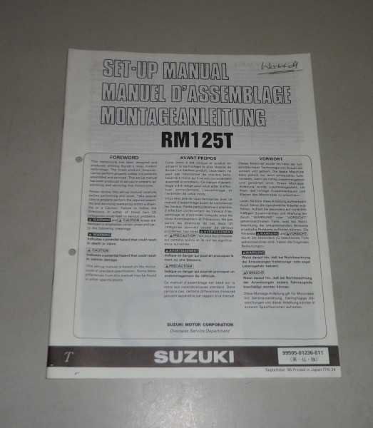 Montageanleitung / Set Up Manual Suzuki RM 125 Stand 09/1995