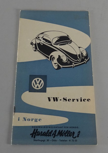 Service-Stellen-Verzeichnis VW Käfer & T1 Bus für Norwegen / Norge von ca. 1955