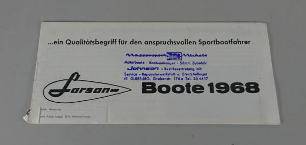 Prospekt / Broschüre Larson Motorsport-Boote Stand 1968