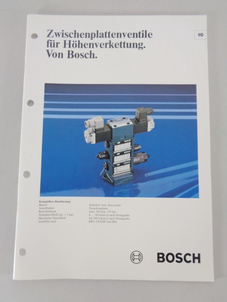 Prospekt / Technische Info Bosch Zwischenplattenventile für Höhenverkettung 1983