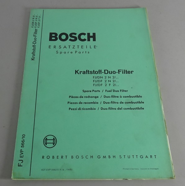 Teilekatalog Bosch Kraftstoff-Duo-Filter FJ/DN & DF.. Stand 04/1965