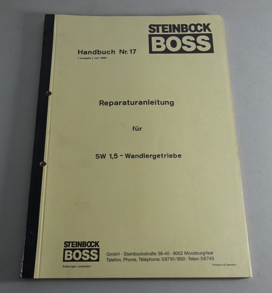 Werkstatthandbuch Steinbock BOSS SW 1,5 - Wandlergetriebe Stand 07/1980