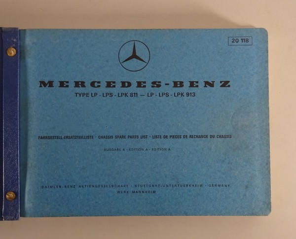 Teilekatalog Mercedes Benz LP - LPS - LPK 811 / 913 Fahrgestell Stand 02/1970