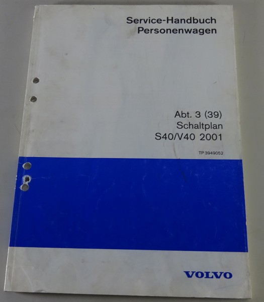 Werkstatthandbuch / Elektrische Schaltpläne Volvo S40 / V40 Bj 2001 Stand 8/2000