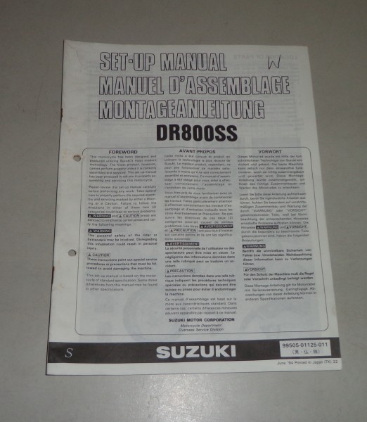 Montageanleitung / Set Up Manual Suzuki DR 800 S Stand 06/1994