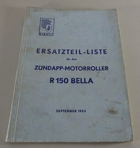 Teilekatalog / Ersatzteillsite Zündapp Motorroller R 150 Bella Stand 09/1953