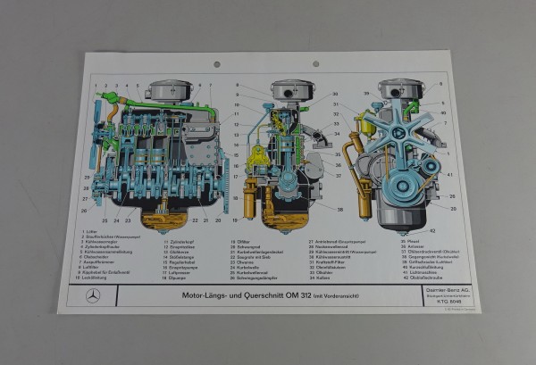 Schnittbild / Querschnitt Mercedes-Benz Dieselmotor OM 312 Stand 03/1963