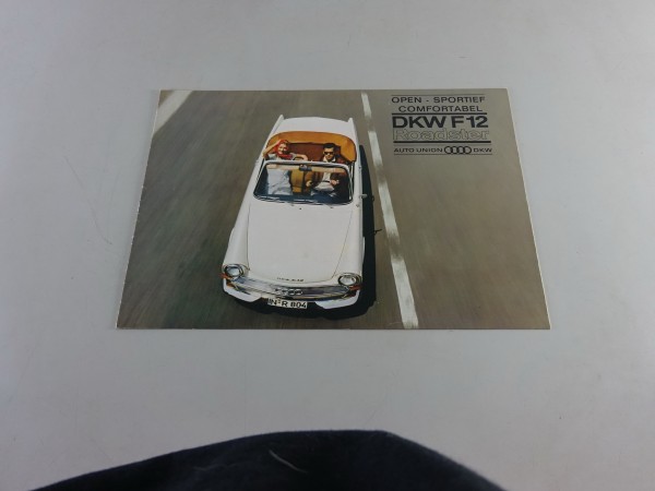 Prospekt / Faltprospekt DKW F12 Roadster Stand ca. 1960er