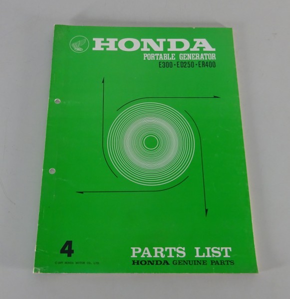 Parts Catalog / Parts List Honda Generator E 300 / ED 250 / ER 400 from 1973