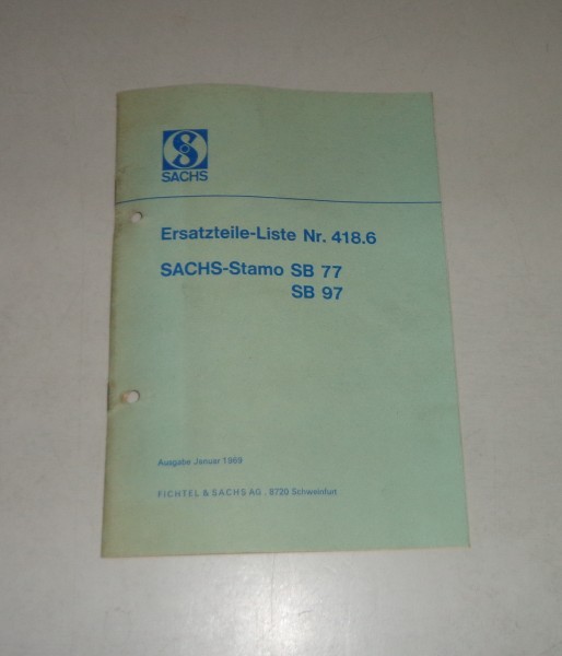 Teilekatalog / Ersatzteilliste Sachs-Stamo Standmotor SB 77 / 97 Stand 01/1969
