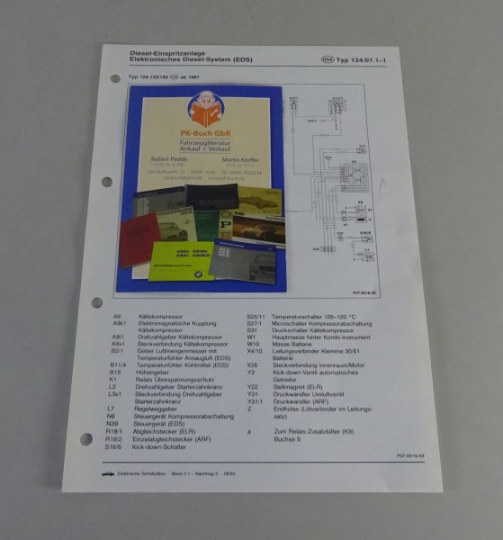 Schaltplan Mercedes-Benz W124 USA Elek. Diesel-System ab '87 Stand 08/1993
