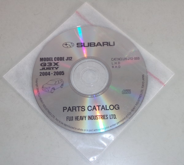 Teilekatalog / Parts Catalog auf CD Subaru G3X Justy Mod. J12 ab 2004 - 2005