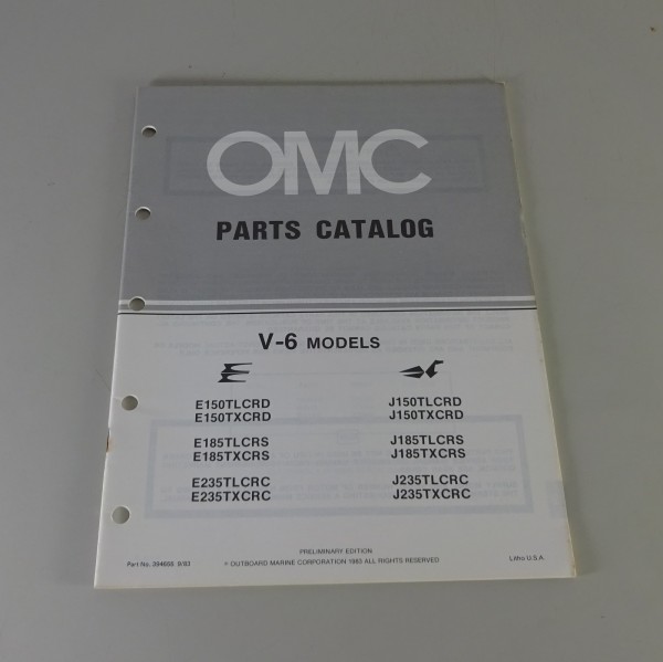Teilekatalog Johnson Evinrude Außenborder / Outboards V-6 Models von 9/1983