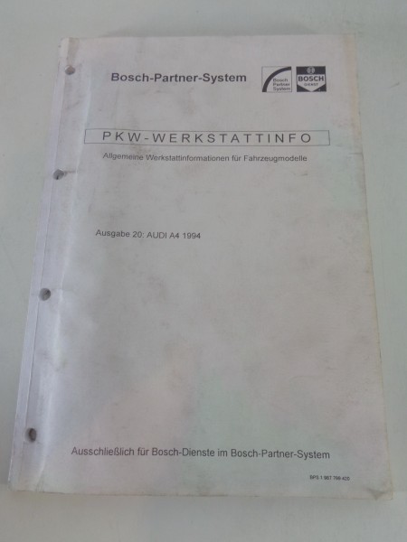 Werkstatthandbuch von Bosch für Audi A4 Stand 05/1995