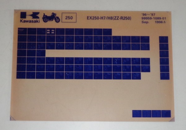 Microfich Ersatzteilkatalog Kawasaki ZZ R250 EX250 H7/H8 Model 96-97 Stand 09/96