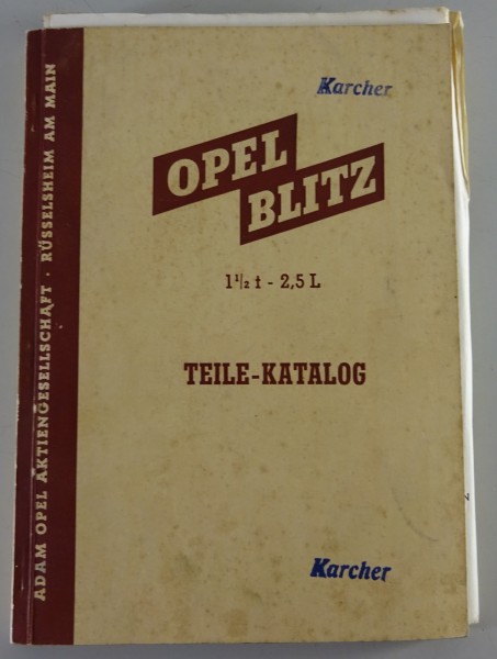 Teilekatalog / Parts Catalog Opel Blitz 1,5 t / 2,5 Ltr. Stand 11/1950