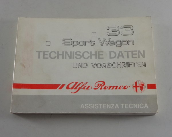 Tabellenbuch / Technische Daten Alfa Romeo Alfa 33 / Sport Wagon Stand 1990