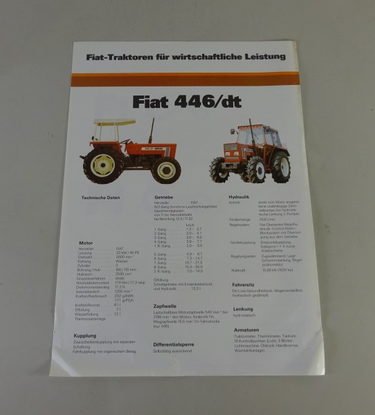 Prospektblatt / Broschüre Fiat Traktor 446 / 446 DT Allrad