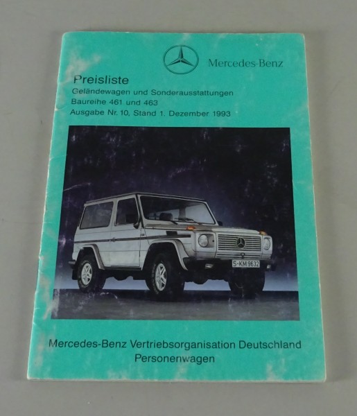 Preisliste Mercedes-Benz G-Modell / G-Klasse W463 & W461 gültig ab 01/12/1993
