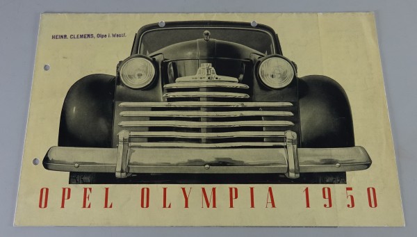 Prospekt / Broschüre Opel Olympia 1950 - original