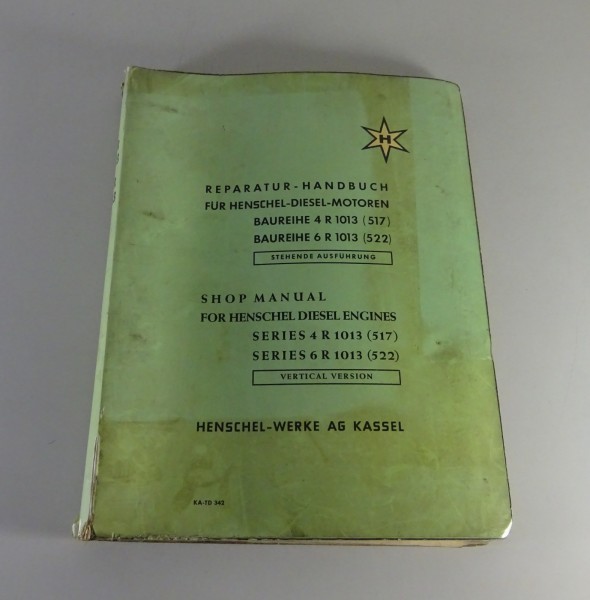 Werkstatthandbuch / Workshop Manual Henschel LKW-Motor 4 R 1013 / 6 R 1013 '1963