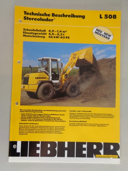 Datenblatt / Technische Beschreibung Liebherr Stereolader L 508 Stand 02/1995