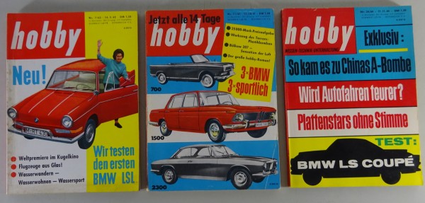 Hobby Magazin Konvolut aus 3 Heften mit BMW 700 / SL / LSL 1961 / 62 / 64