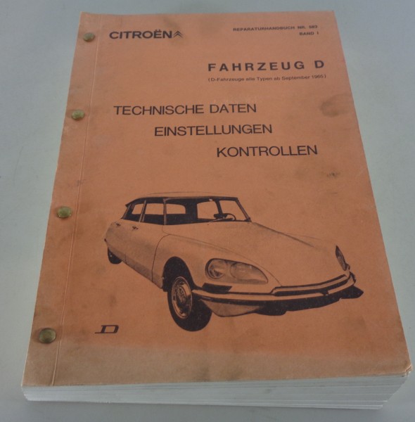 Werkstatthandbuch Citroen ID / DS 19 20 21 Technische Daten & Einstellungen 1965