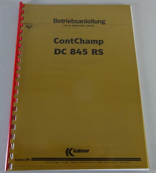 Betriebsanleitung / Handbuch Kalmar LMV Container-Stapler DC 845 RS Stand 8/1994