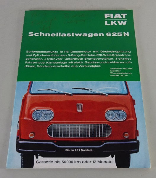Prospekt / Broschüre Fiat LKW 625 N Stand 1965
