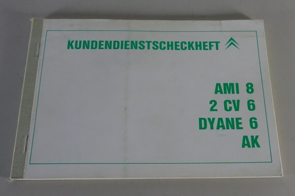 Scheckheft / Serviceplan blanko Citroen AMI 8, 2 CV 6, Dyane 6, AK ab Bj. 1970