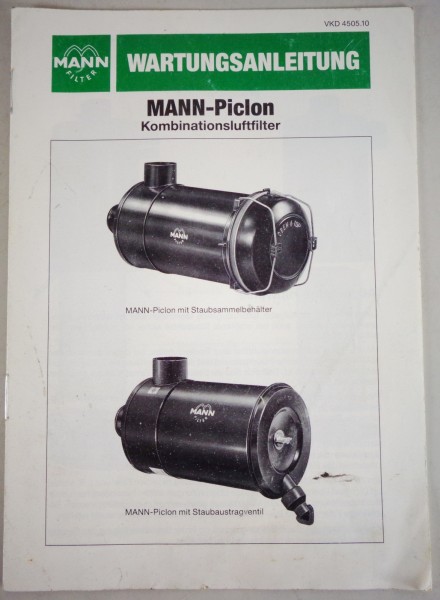 Wartungsplan / Handbuch Mann-Piclon Kombinationsluftfilter Stand 03/1985