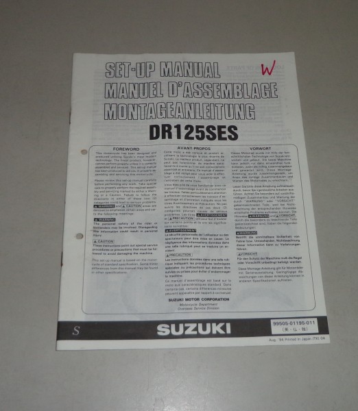 Montageanleitung / Set Up Manual Suzuki DR 125 SE Stand 08/1994