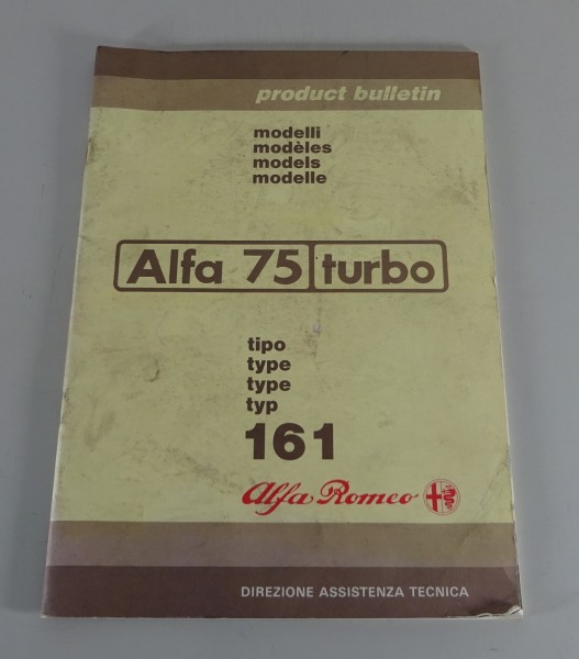 Product Bulletin / Einführungsschrift Alfa Romeo Alfa 75 Turbo Type 161 von 1986