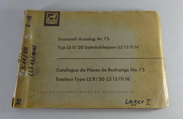 Teilekatalog Büssing LS 11/20 Sattelschlepper (LS 13 / 11 N) Stand 11/1961