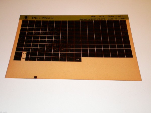 Microfich Ersatzteilkatalog Suzuki PE 175 Stand 12/1978